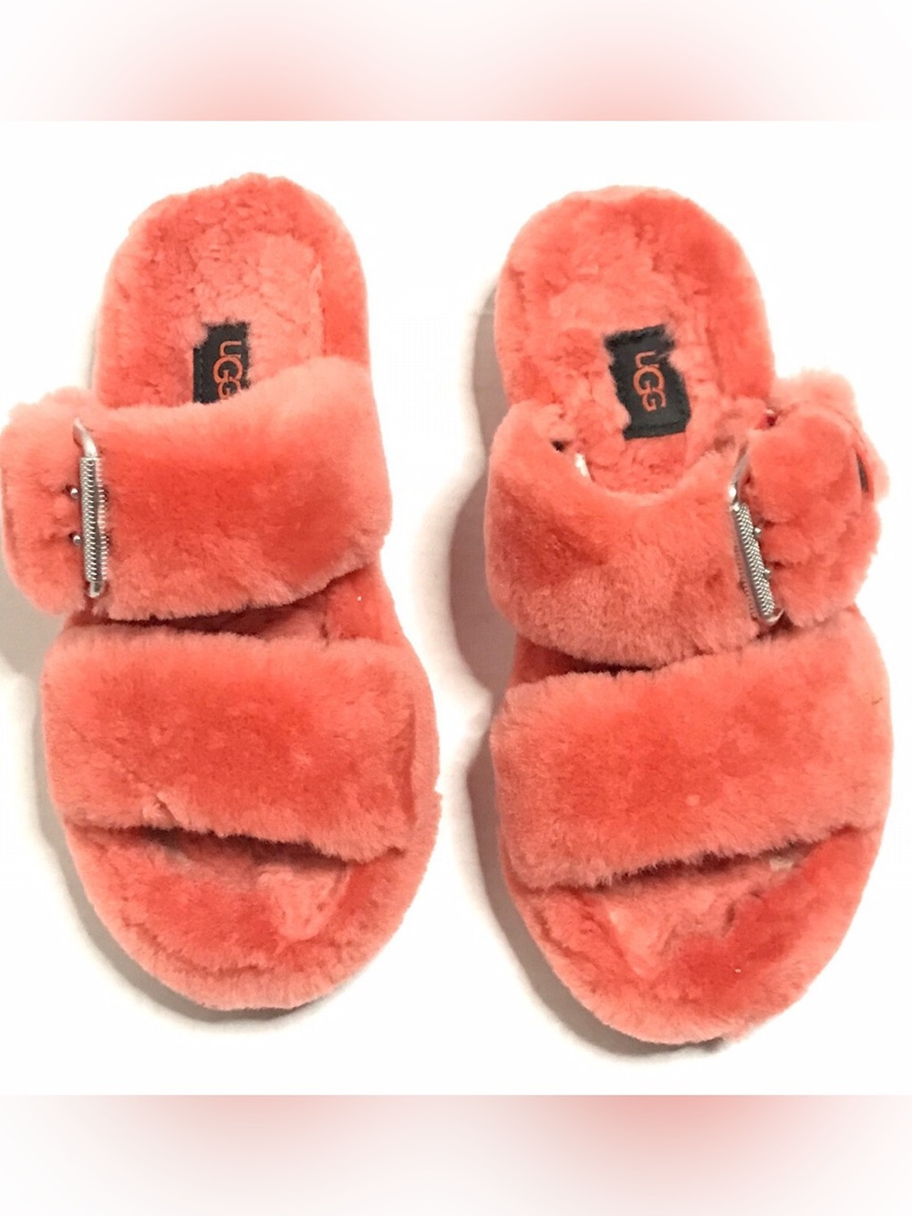 UGG Fuzz Yeah Coral/Orange Buckle Slippers